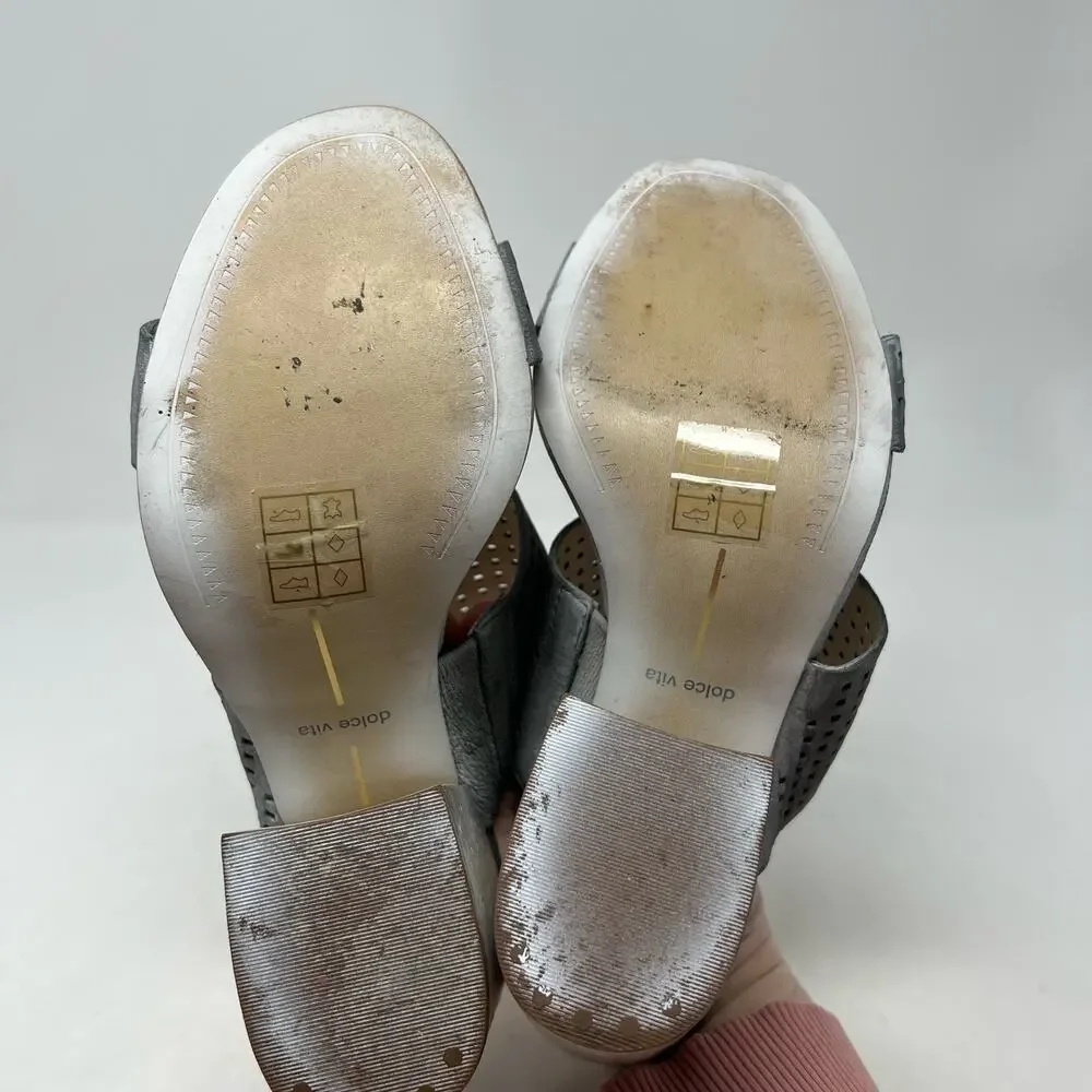 Dolce Vita Esme Double Strap Whitewash Distressed Block Heel Womens Sandal 8.5